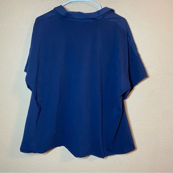 Chicos Navy Blue Short Sleeve A Line Collared Blouse Top Shirt Size 3 US XL - Picture 5 of 5